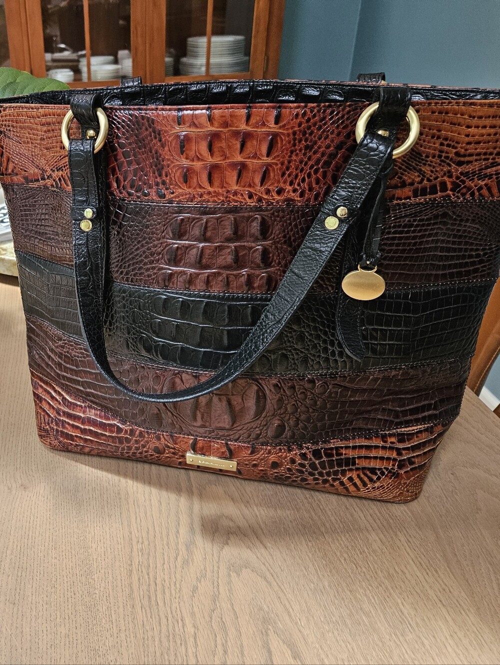 Brahmin Large Tote | Melbourne Croc Embossed Leather | Multicolor OS